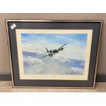 Framed Military aircraft print, Mosquito, signed bottom right