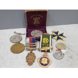 Mixed lot of medals as well as festival of Britain coin 1951, & nation for peace coin 1945-1955