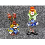 Two murano glass clowns one with repairs.