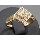 Ladies 9ct yellow gold diamond cluster ring, comprising of four round brilliant cut diamonds in