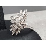 Ladies 9ct white gold diamond cluster ring, set with 45 brilliant cut diamonds in total, 3.1g gross,