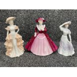 Coalport ladies of Fashion figures x2 and one other
