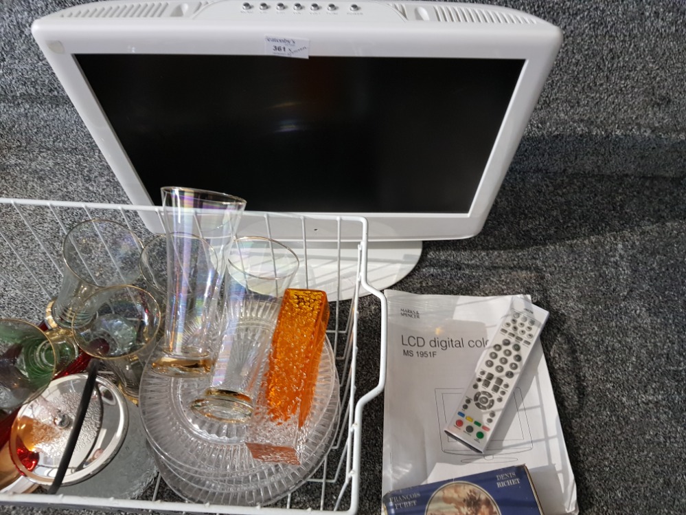 An M & S tv with remote and user guide, glassware to include a whitefriars style orange vase, and - Bild 2 aus 4