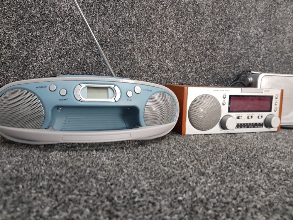 2 Tesco radios together with a digital clock radio - Image 2 of 2