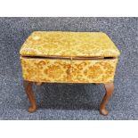 Vintage upholstered sewing box including contents