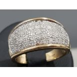 Ladies 9ct yellow gold diamond turban ring with round brilliant cut diamonds, apx. 1ct, 5.5g