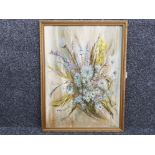 An oil painting by Theresa Richards "still life of flowers", signed, 83.5 x 46.5cm.