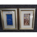 A pair of framed mixed media artworks by Daisy H 'Silver Darlings' and 'After Klee' signed and