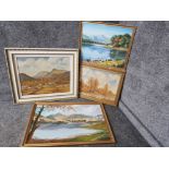 An oil painting by Albert L Hind, together with three other landscape oils.