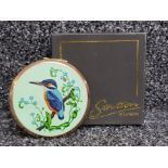 Stratton of London compact with Kingfisher bird decoration, with original box