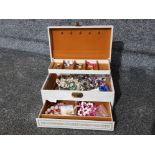 Vintage box of mixed costume jewellery mainly necklaces also includes earrings and brooches