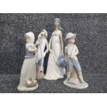 2 nao by lladro figures together with 2 casades figures