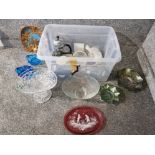 A quantity of cut crystal and other glassware including carnival glass.