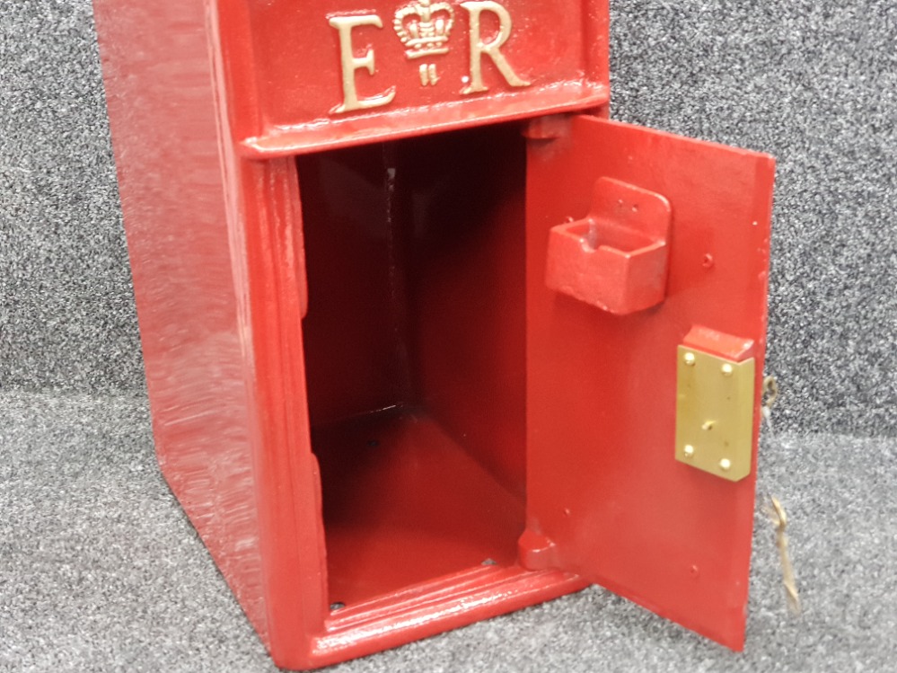 Large cast metal post office box in red, with keys - Image 3 of 3