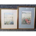 Two pen and wash drawings by Derek Jones, landscapes, one signed, largest measures 25 x 16.5cm.