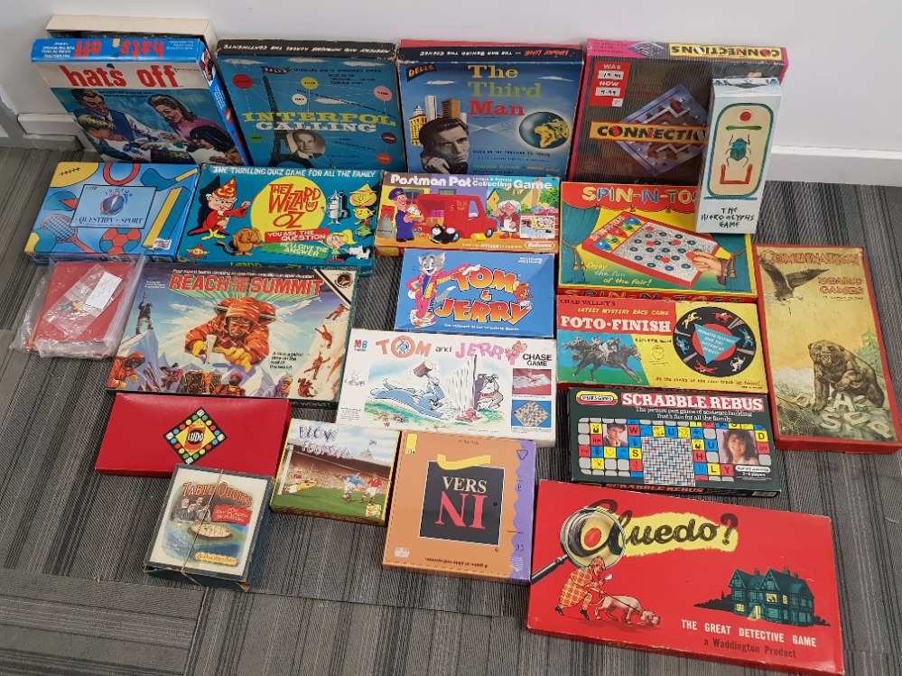 20 boxed vintage boardgames including Tom & Jerry, combination and reach for the summit etc