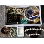 Shoe box of costume jewellery