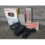 Kodak easyshare and Canon digital camera together with pentax and Cobra accessories