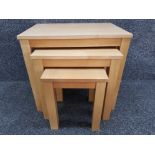 Nest of 3 modern contemporary tables, beech effect