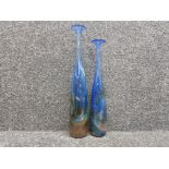 A pair of earth sand and sea large tulip vases possibly both have rough pontil mdina 46cm 40cm