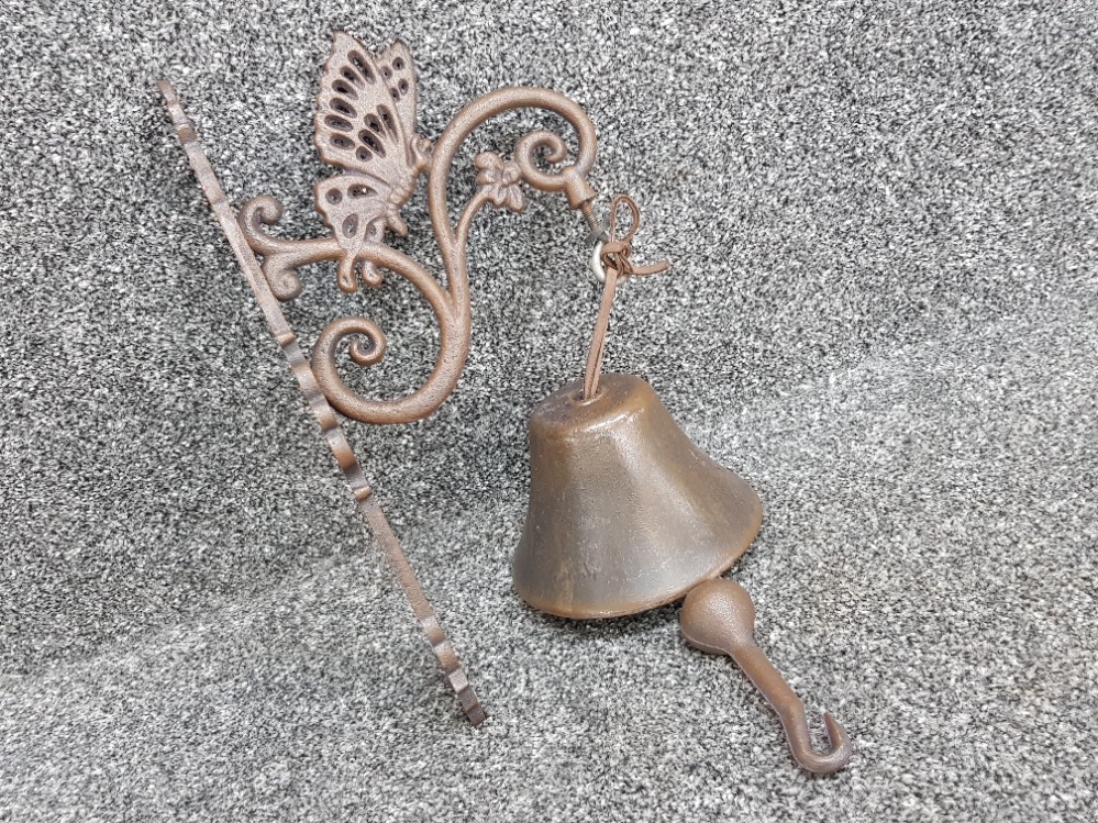 Cast metal outdoor butterfly bell