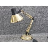 Brass effect anglepoise desk lamp