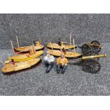 5 wooden boats by Edward Smith part of the Scottish fishing boat collection together with 2