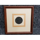 Framed reproduction of the 1915 German medal issued sinking of the S.S. Lusitania