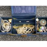 Jewellery box and contents including accurist watch, brooches etc
