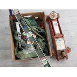 Box of miscellaneous tools inc Stanley hand saw plus 1¼ ton floor Jack