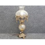 Reproduction gilt and glass table lamp with shade