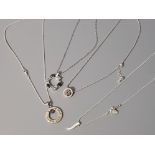 4 silver plated pendants and chains, follow your heart always etc