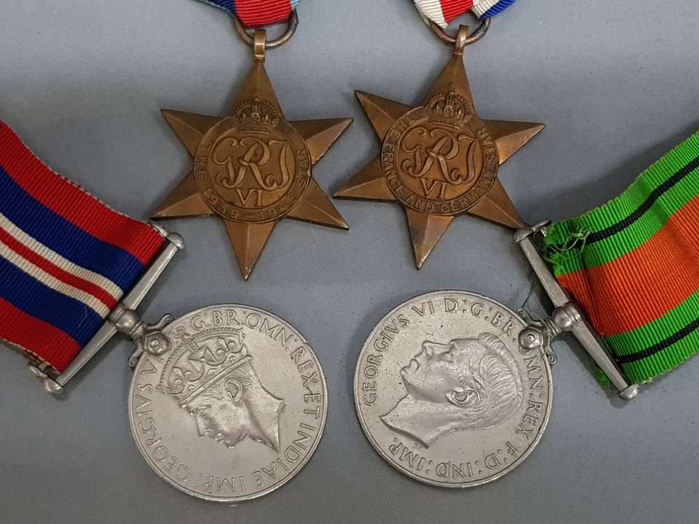 Set of 4 WW2 medals includes 1939-1945 defence medal, the France and Germany star plus the 1939-1945 - Image 2 of 3