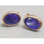 9ct yellow gold and purple CZ earrings, 1.6g gross