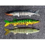 3 large double hook hard body pike lures