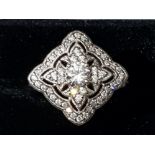 Silver and CZ cluster ring, size P, 5.8g gross