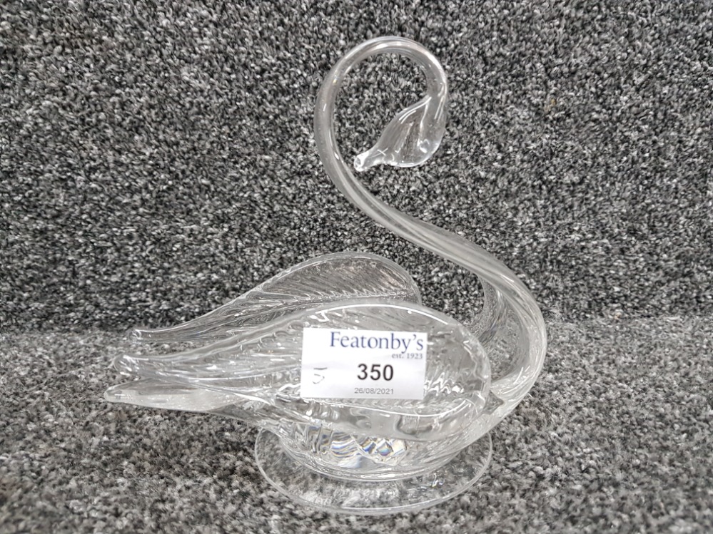 An Edinburgh crystal bon bon dish in the form of a swan 15cm high.