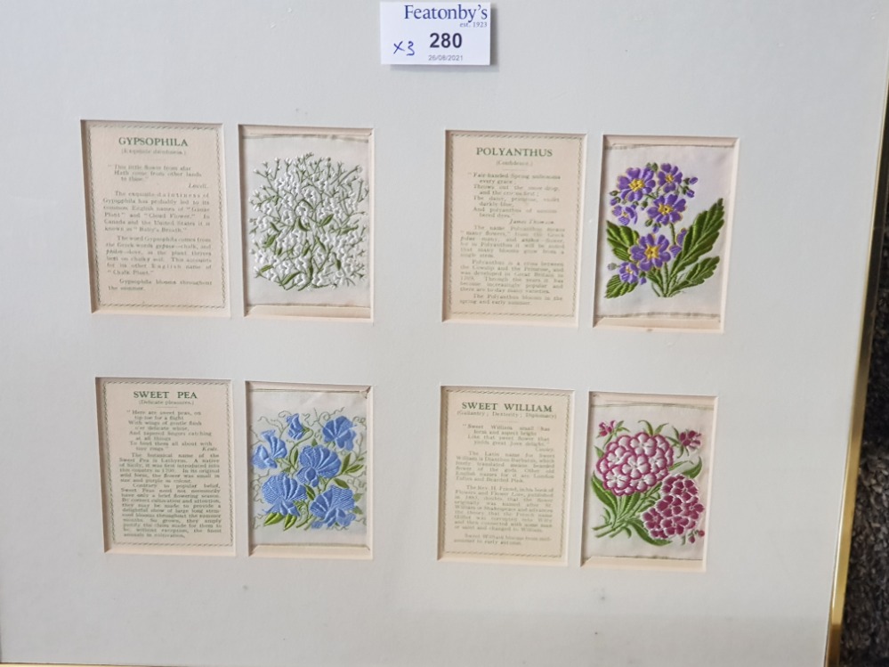 Framed silks depicting flowers. 3 - Image 2 of 3