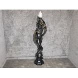 Life size floor standing resin lamp with glass shade, art deco nude lady design, height 180cm