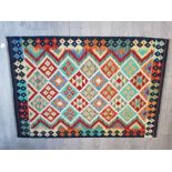 Fringed multi coloured Afghan Choli Kilim rug 148cmx102cm