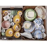 2 boxes of mixed china part tea sets including Doulton also includes poole bowl and lidded box etc