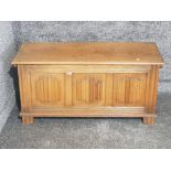 A Wood brothers old charm carved oak rug mule blanket chest/coffer