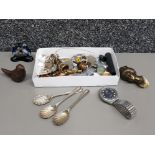 Miscellaneous items to include cast iron bird, Tissot watch (working) etc.