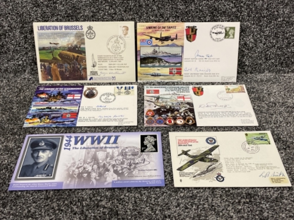 6 WorldWar II 1st day covers signed by various captains and Lieutenants