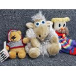H.U.G teddy bear with shop tags also includes sheep bag and hand knitted snowman