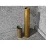 2 large brass artillery shell trench art floor vases