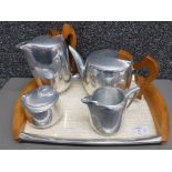 Picquot Ware tea service on original tray.