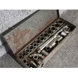 Large industrial socket set in original metal case