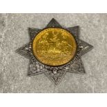 Victorian hallmarked Silver ancient order of Foresters jewel with gilt device in relief with