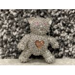 Silver stone set Teddy bear brooch